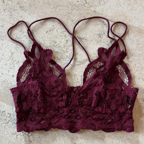 Free People XS Elegant Lace Bralette Set - Burgundy and teal - Picture 2 of 8
